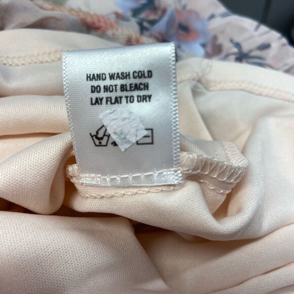 Everlily High Neck Sleeveless Blush Floral Chiffon Tiered Ruffle Dress Size XXL - Picture 12 of 12